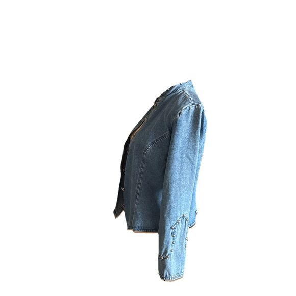 Vintage Stonebridge Womens Size 6 Blue Denim Studded Western Jean Jacket - Picture 5 of 8